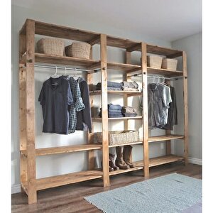 Minimalist Tamamen El İşçiliği İthal Çam Ahşap Gardırop Dolap