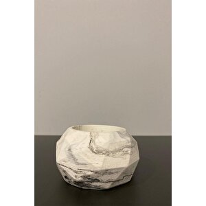 Prizma Mermer Desen Saksılık Çiçeklik Biblo 11x6 Cm