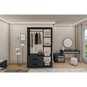 Gm 852 Home 3 Kapi 2 Çekmeceli̇ Antrasi̇t Gri̇ Aynali Gardirop