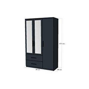 Gm 852 Home 3 Kapi 2 Çekmeceli̇ Antrasi̇t Gri̇ Aynali Gardirop