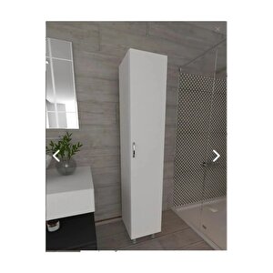 Tek Kapaklı 5 Raflı Çok Amaçlı Banyo Mutfak Kiler Dolabı Tek Kapılı Erzak Dolabı Beyaz Suntalam