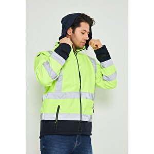 Sarı Softshell Mont Kolları Çıkmalı Reflektörlü L