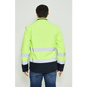 Sarı Softshell Mont Kolları Çıkmalı Reflektörlü 2XL