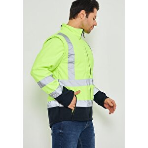 Orange Safety Sarı Softshell Mont Kolları Çıkmalı Reflektörlü