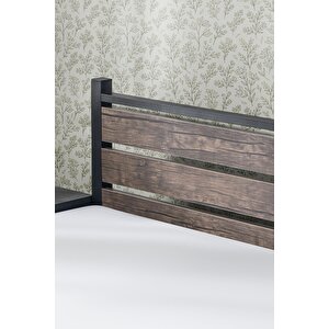 K300 Ahşapli Metal Karyola, Si̇yah, 90x200