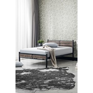 K300 Ahşapli Metal Karyola, Si̇yah, 140x200