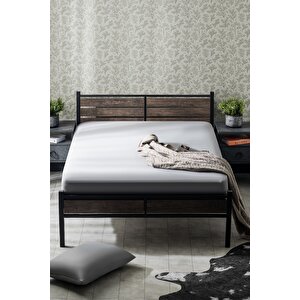 K300 Ahşapli Metal Karyola, Si̇yah, 160x200