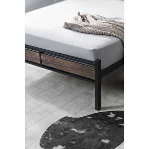 K300 Ahşapli Metal Karyola, Si̇yah, 160x200