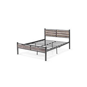 K300 Ahşapli Metal Karyola, Si̇yah, 160x200