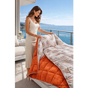 Renkli Desenli Tek Kişilik Yorgan Peluş Çift Taraflı Yastık Kılıflı (çarşafsız) 05 Turuncu