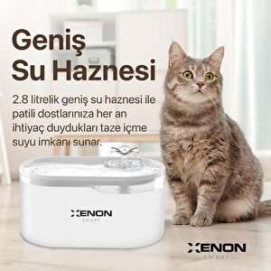 Akıllı  Kedi Köpek Su Pınarı ,Su Kabı, Wi-fi Destekli, Uygulama ile kontrol, Beyaz 1000 Beyaz