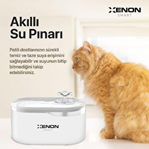 Xenon Smart Akıllı Otomatik Kedi Su Pınarı, 2.8 L Ulta Sessiz Mobil Uygulama Kontrol Su Sebili Şeffaf X8650