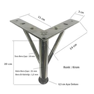 Firkete Ayak Metal 20 Cm Krom Mobilya Koltuk Ayağı