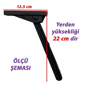 4 Adet Katlanabilir Siyah Yer Sofra Ayağı Katlanır Yer Sofrası Sini Altı Plastik Ayak 22 Cm