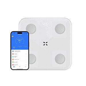 Akıllı Dijital Tartı Baskül Yağ Su Kas Vücut Kitle Endeksi Kilo Ölçer Tartı Beyaz 1000 Beyaz