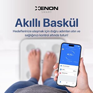 Akıllı Dijital Tartı Baskül Yağ Su Kas Vücut Kitle Endeksi Kilo Ölçer Tartı Beyaz 1000 Beyaz