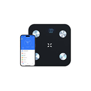 Akıllı Dijital Tartı Baskül Yağ Su Kas Vücut Kitle Endeksi Kilo Ölçer Tartı Bluetooth Bağlantılı, Siyah 1072 Siyah