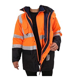 Reflektörlü 5+1 Farklı Kullanımlı Oxford 300d Parka Turuncu