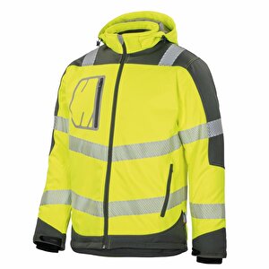 Reflektörlü Su Geçirmez Termal Softshell İş Montu Sarı