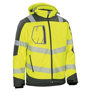 Reflektörlü Su Geçirmez Termal Softshell İş Montu Sarı