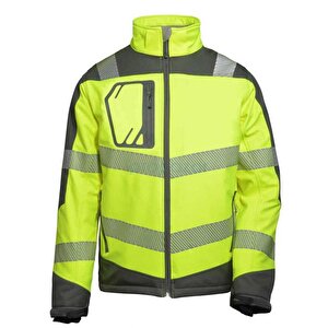 Reflektörlü Su Geçirmez Termal Softshell İş Montu Sarı