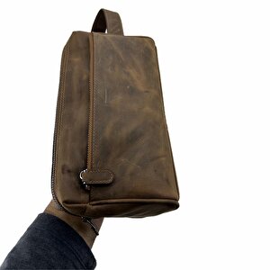 Hakiki Deri Ca253 Dopp Kit El Çantası Tigon Taba