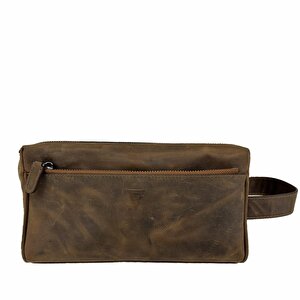 Hakiki Deri Ca253 Dopp Kit El Çantası Tigon Taba