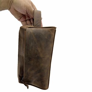 Hakiki Deri Ca253 Dopp Kit El Çantası Tigon Taba