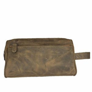 Hakiki Deri Ca253 Dopp Kit El Çantası Tigon Taba