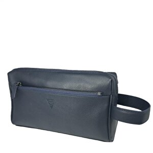 Hakiki Deri Ca251 Dopp Kit El Çantası Lacivert