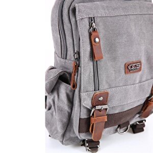 Ççs London 51563 Kanvas Çapraz Sırt Ve Göğüs Çantası Gri