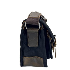 Ççs 31487 Mumlanmış Kanvas Retro Omuz Çantası Siyah