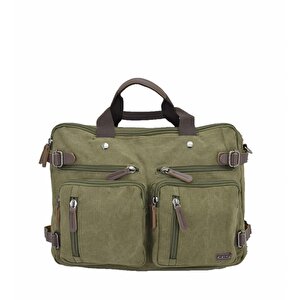London 31458 Kanvas Sırt Laptop Ve Evrak Çantası Haki
