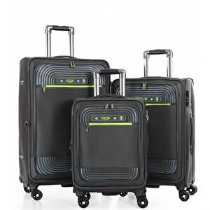 Ççs 620 Kumaş 3 Lü Valiz Set Gri
