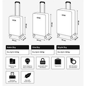 Ççs 620 Kumaş 3 Lü Valiz Set Gri