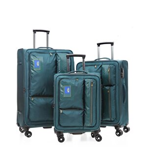 Ççs 600 Kumaş 3 Lü Valiz Set Petrol Mavi