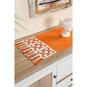 Renkli Saçaklı Ve Motifli Runner 90x30 Cm,r-97k