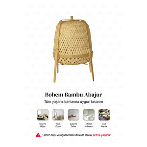 Knixhult Bohem Bambu Masa Lambası, Yer Lambası 35 Cm - İskandinav, Modern, Rattan, Aydınlatma