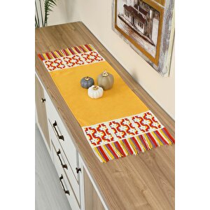 Renkli Saçaklı Ve Motifli Runner 90x30 Cm,r-97k Sarı