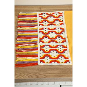Renkli Saçaklı Ve Motifli Runner 90x30 Cm,r-97k