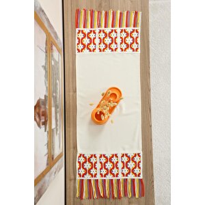 Renkli Saçaklı Ve Motifli Runner 90x30 Cm,r-97k