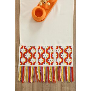 Renkli Saçaklı Ve Motifli Runner 90x30 Cm,r-97k