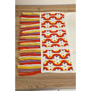 Renkli Saçaklı Ve Motifli Runner 90x30 Cm,r-97k