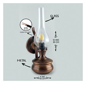 Şarjlı Bronz Eskitme Gaz Lambası Masa Aydınlatması Ve Aplik Aydınlatma