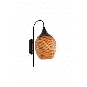 Boja Bambu Siyah Detay Aplik 25x25x60 Cm İskandinav, Modern, Bohem, Rattan, Aydınlatma