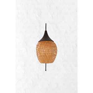 Boja Bambu Siyah Detay Aplik 25x25x60 Cm İskandinav, Modern, Bohem, Rattan, Aydınlatma