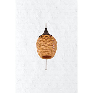 Boja Bambu Siyah Detay Aplik 25x25x60 Cm İskandinav, Modern, Bohem, Rattan, Aydınlatma
