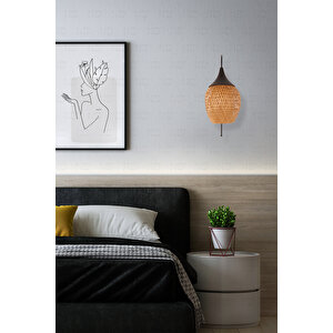 Boja Bambu Siyah Detay Aplik 25x25x60 Cm İskandinav, Modern, Bohem, Rattan, Aydınlatma