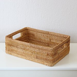 Bohem Kulplu Kare Dekoratif Kutu Ve Sepet 36x26x11- Iskandinav, Modern