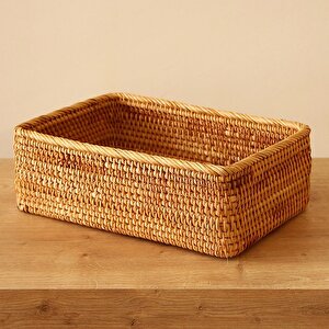 Bohem Saklama Kutusu 30x19x9 Cm, Sepet, Peçetelik Iskandinav, Modern, Rattan